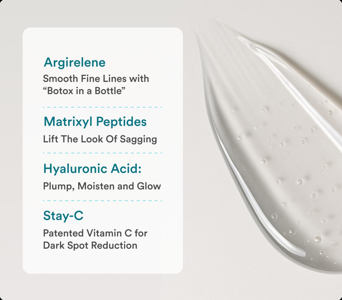Graphic illustrating the five key ingredients in the serum.